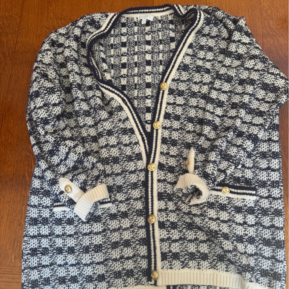 Escada Black and White Checkered Cardigan